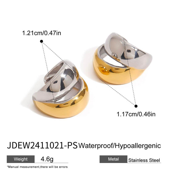 Normcore Style Detachable Stainless Steel Earrings Geometric Pattern Electroplated For Women