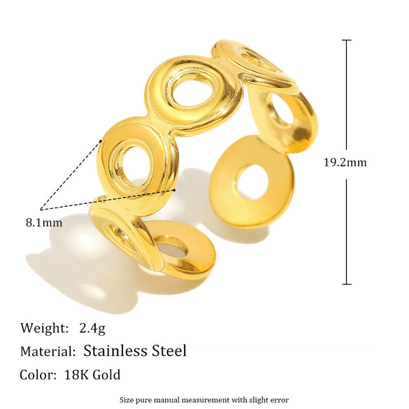 Normcore Style Versatile Geometric Stainless Steel 18K Gold Plated Open Ring