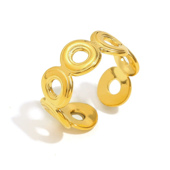 Normcore Style Versatile Geometric Stainless Steel 18K Gold Plated Open Ring