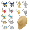 Nose Nail Piercing Jewelry Stainless Steel Animal Spider Scorpion Cat Claw Heart Inlaid Zircon Diamond Style