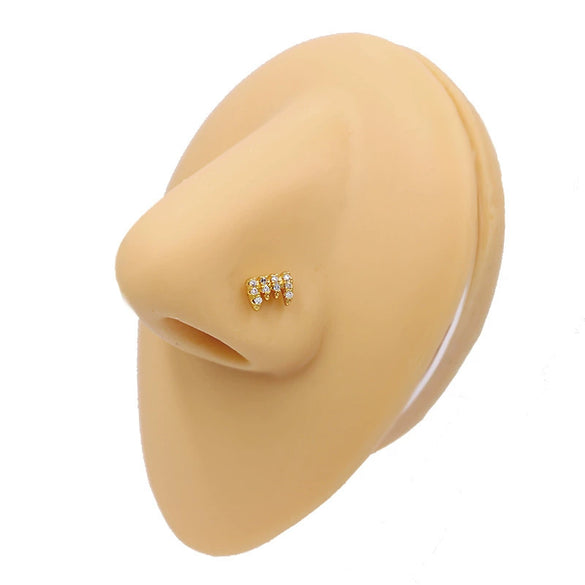 Nose Nail Puncture Jewelry Stainless Steel Heart Shaped With White Zircon