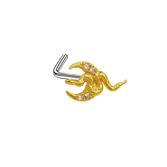 Nose Nail Puncture Jewelry Stainless Steel Heart Shaped With White Zircon