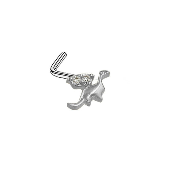 Nose Nail Puncture Jewelry Stainless Steel Heart Shaped With White Zircon