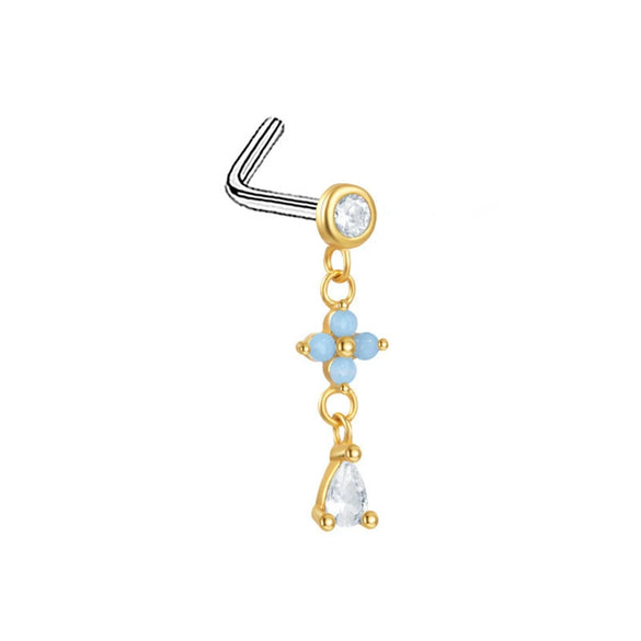 Nose Nail Puncture Jewelry Stainless Steel Heart Shaped With White Zircon