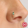 Nose Piercing Jewelry 925 Sterling Silver Natural Aquatic Moss Agate Geometric Environmentally Friendly Electroplated