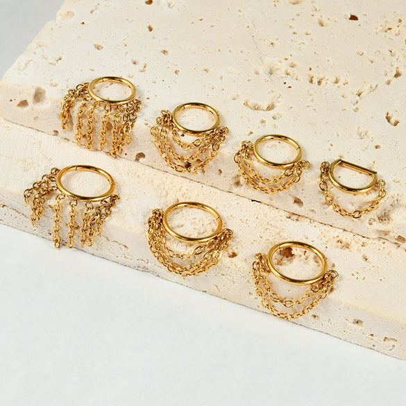 Nose Ring And Ear Ring Stainless Steel Geometric Electroplated