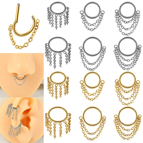Nose Ring And Ear Ring Stainless Steel Geometric Electroplated