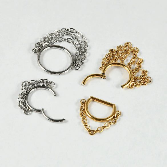 Nose Ring And Ear Ring Stainless Steel Geometric Electroplated