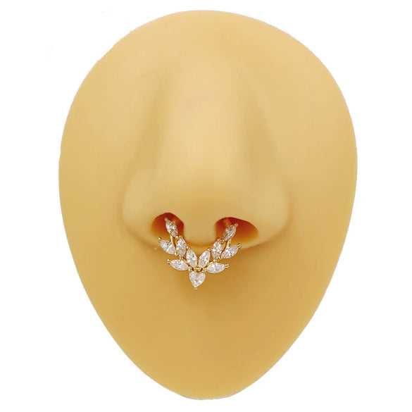 Nose Ring And Ear Ring Stainless Steel Heartshaped And Fivepointed Star Puncture Ornaments With Diamond Design Simple Style