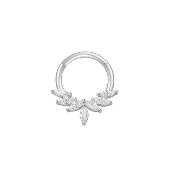 Nose Ring And Ear Ring Stainless Steel Heartshaped And Fivepointed Star Puncture Ornaments With Diamond Design Simple Style