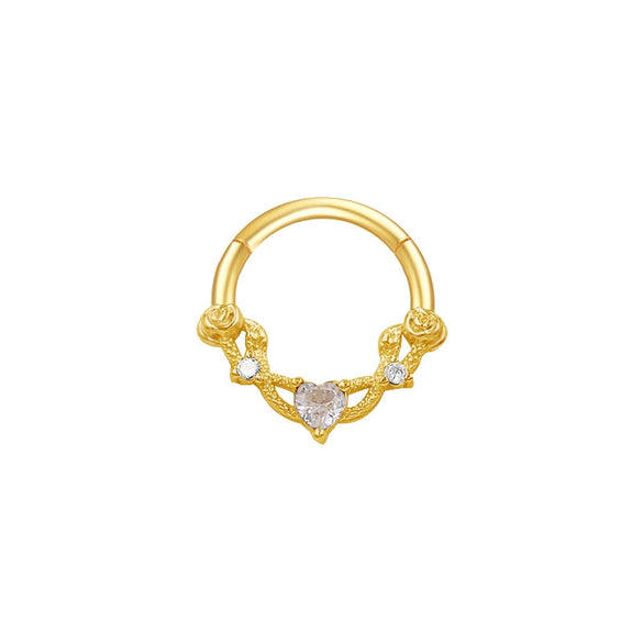 Nose Ring And Ear Ring Stainless Steel Heartshaped And Fivepointed Star Puncture Ornaments With Diamond Design Simple Style