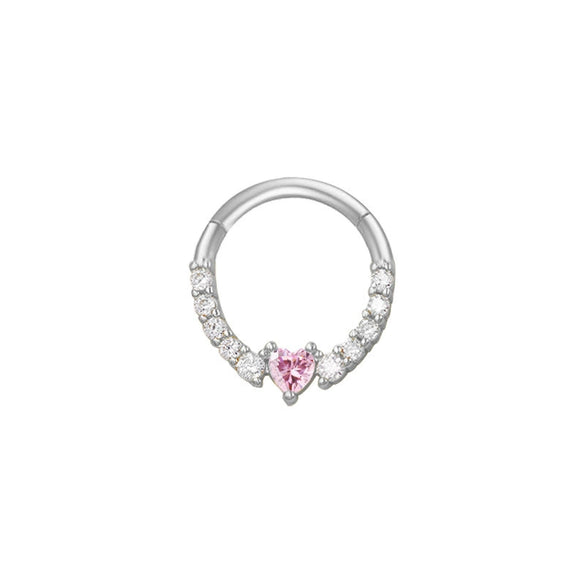 Nose Ring And Ear Ring Stainless Steel Heartshaped And Fivepointed Star Puncture Ornaments With Diamond Design Simple Style
