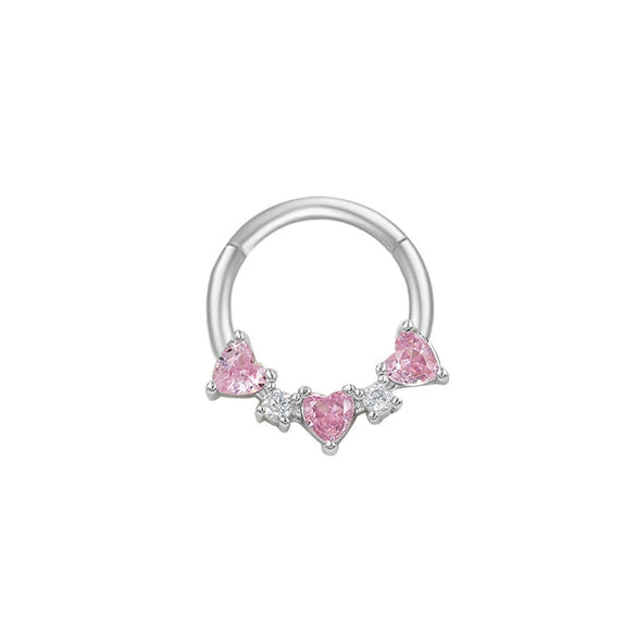 Nose Ring And Ear Ring Stainless Steel Heartshaped And Fivepointed Star Puncture Ornaments With Diamond Design Simple Style