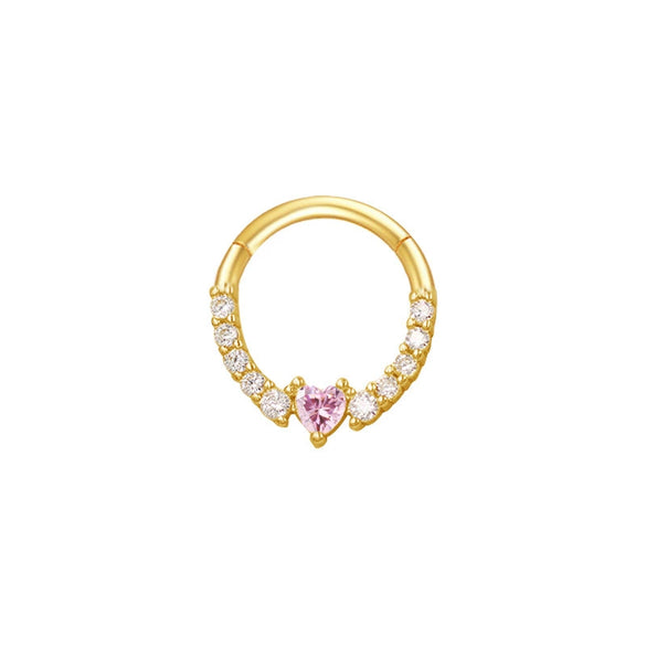 Nose Ring And Ear Ring Stainless Steel Heartshaped And Fivepointed Star Puncture Ornaments With Diamond Design Simple Style