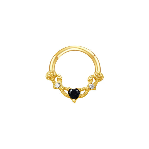 Nose Ring And Ear Ring Stainless Steel Heartshaped And Fivepointed Star Puncture Ornaments With Diamond Design Simple Style