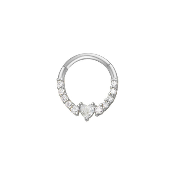 Nose Ring And Ear Ring Stainless Steel Heartshaped And Fivepointed Star Puncture Ornaments With Diamond Design Simple Style