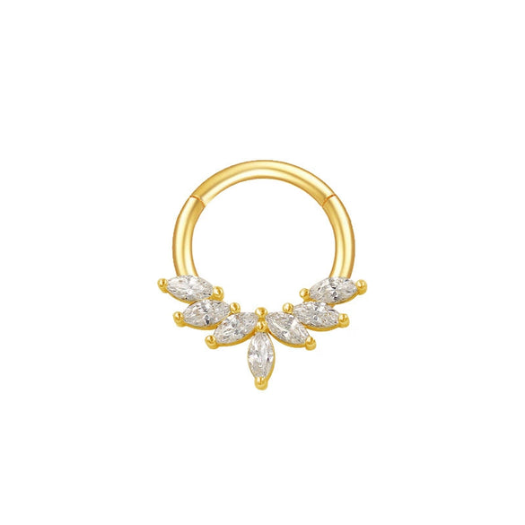 Nose Ring And Ear Ring Stainless Steel Heartshaped And Fivepointed Star Puncture Ornaments With Diamond Design Simple Style