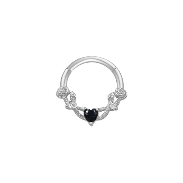 Nose Ring And Ear Ring Stainless Steel Heartshaped And Fivepointed Star Puncture Ornaments With Diamond Design Simple Style