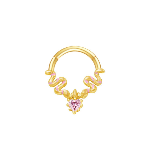 Nose Ring And Ear Ring Stainless Steel Heartshaped And Fivepointed Star Puncture Ornaments With Diamond Design Simple Style