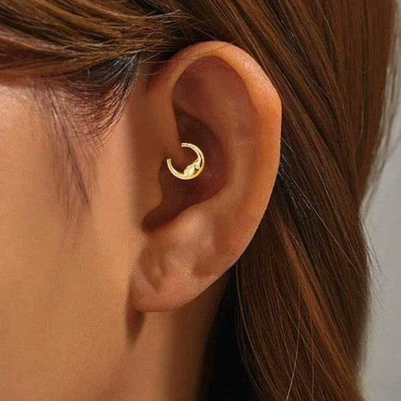 Nose Ring Earrings Titanium Steel Versatile Geometric Star Shape Electroplated