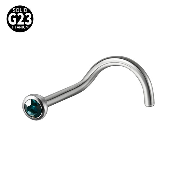 Nose Ring Jewelry G23 Titanium Round Shaped Set With Diamonds
