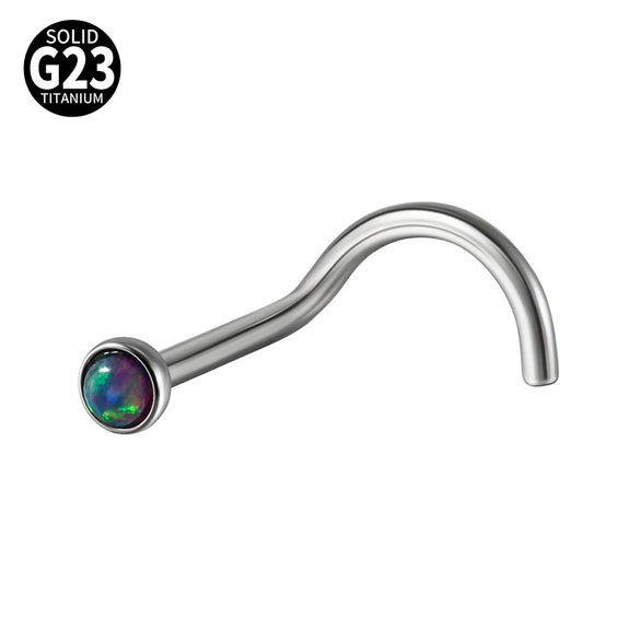 Nose Ring Jewelry G23 Titanium Round Shaped Set With Diamonds