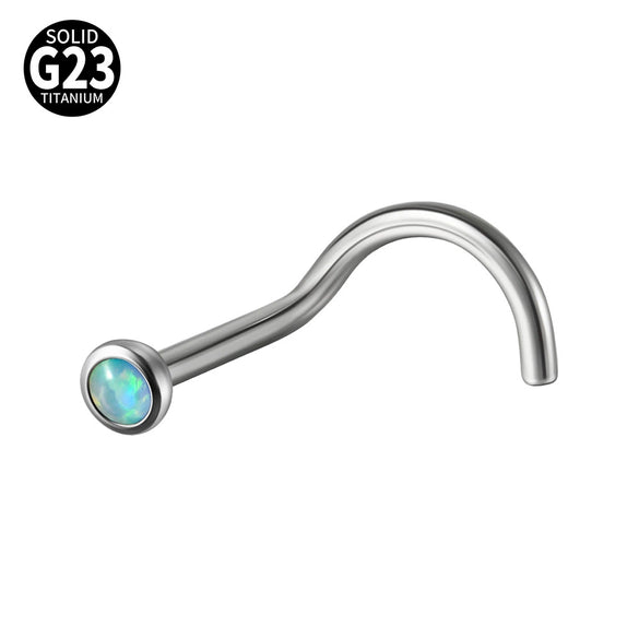 Nose Ring Jewelry G23 Titanium Round Shaped Set With Diamonds