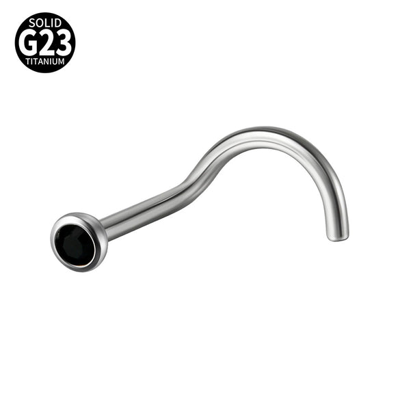 Nose Ring Jewelry G23 Titanium Round Shaped Set With Diamonds