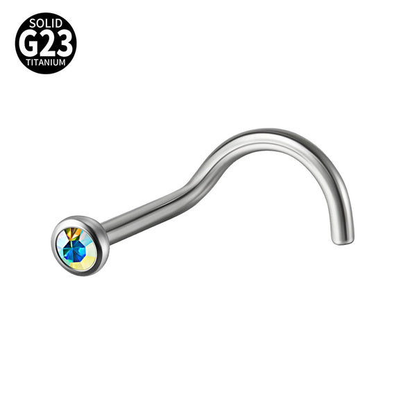 Nose Ring Jewelry G23 Titanium Round Shaped Set With Diamonds