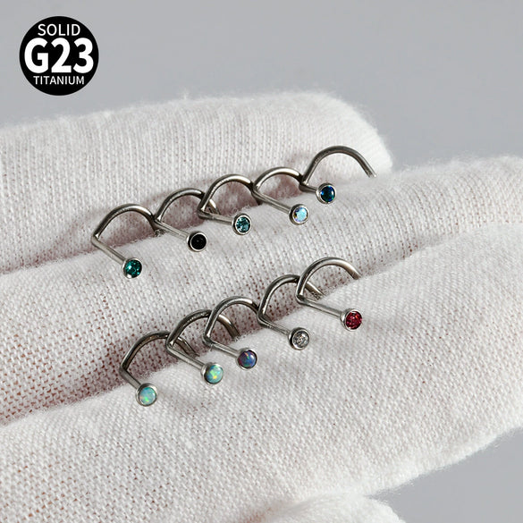 Nose Ring Jewelry G23 Titanium Round Shaped Set With Diamonds