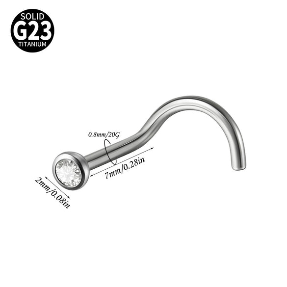 Nose Ring Jewelry G23 Titanium Round Shaped Set With Diamonds