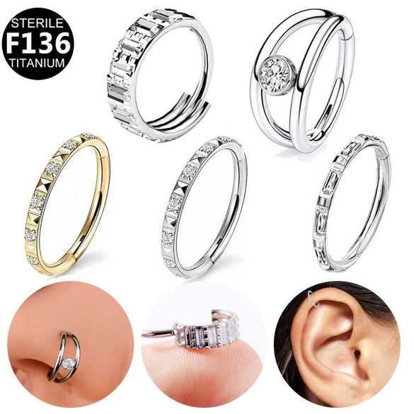 Nose Ring Jewelry Stainless Steel Heart Shape Inlaid With Diamonds