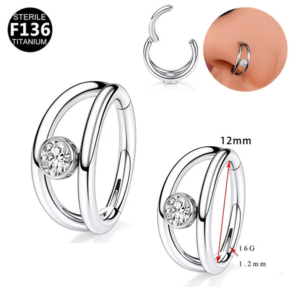 Nose Ring Jewelry Stainless Steel Heart Shape Inlaid With Diamonds
