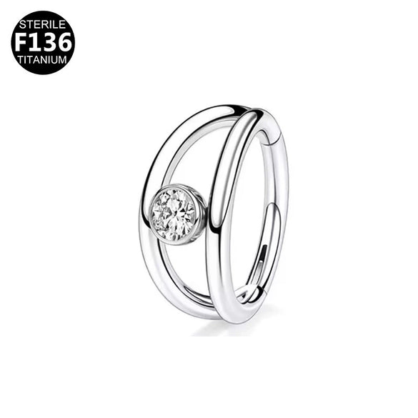 Nose Ring Jewelry Stainless Steel Heart Shape Inlaid With Diamonds