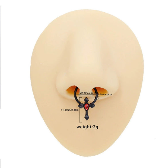 Nose Ring Jewelry Stainless Steel Heart Shape Set With Diamonds Punk Style
