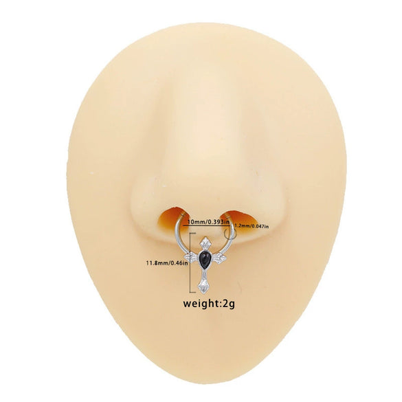 Nose Ring Jewelry Stainless Steel Heart Shape Set With Diamonds Punk Style