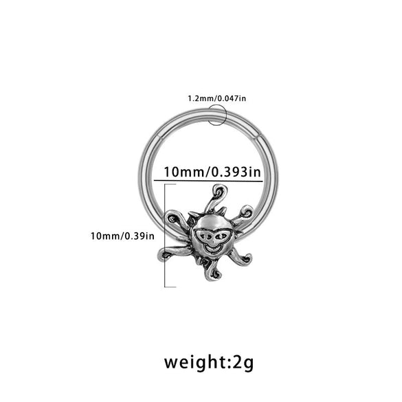Nose Ring Jewelry Stainless Steel Heart Shape Set With Diamonds Punk Style