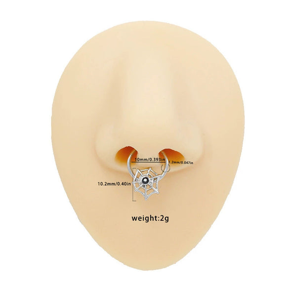 Nose Ring Jewelry Stainless Steel Heart Shape Set With Diamonds Punk Style