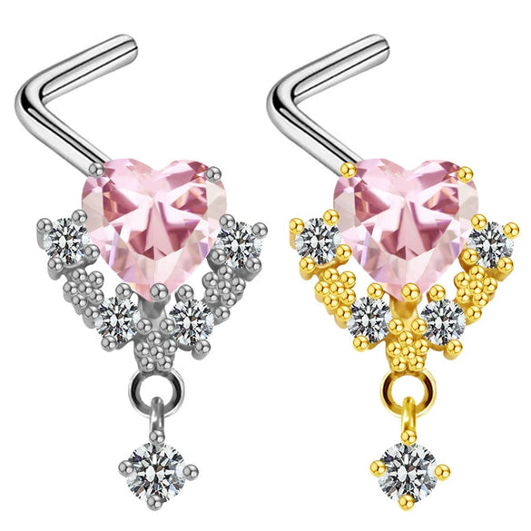 Nose Ring Piercing Jewelry Stainless Steel Heartshaped Butterfly Bow Electroplating