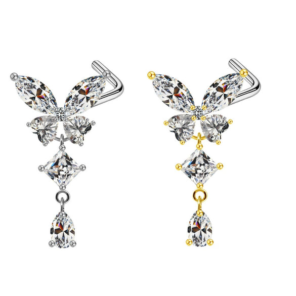 Nose Ring Piercing Jewelry Stainless Steel Heartshaped Butterfly Bow Electroplating