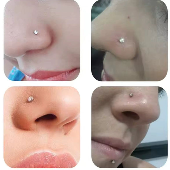 Nose Ring Titanium Alloy Stainless Steel Diamond Minimalist Shape Piercing Jewelry