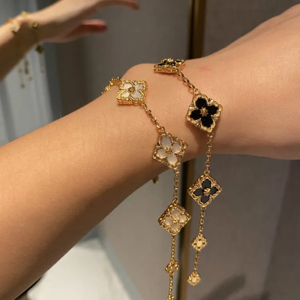 Novelty Four Leaf Clover Copper Plating 18k Gold Plated Bracelets