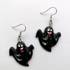 Novelty Resin Halloween Earrings With Pumpkin Skull Ghost And Cat Designs Exaggerated Costume Jewelry Accessories