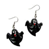Novelty Resin Halloween Earrings With Pumpkin Skull Ghost And Cat Designs Exaggerated Costume Jewelry Accessories