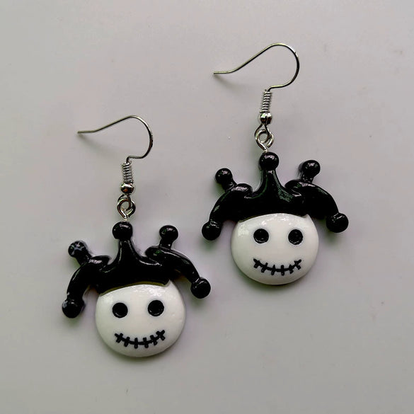 Novelty Resin Halloween Earrings With Pumpkin Skull Ghost And Cat Designs Exaggerated Costume Jewelry Accessories