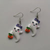 Novelty Resin Halloween Earrings With Pumpkin Skull Ghost And Cat Designs Exaggerated Costume Jewelry Accessories