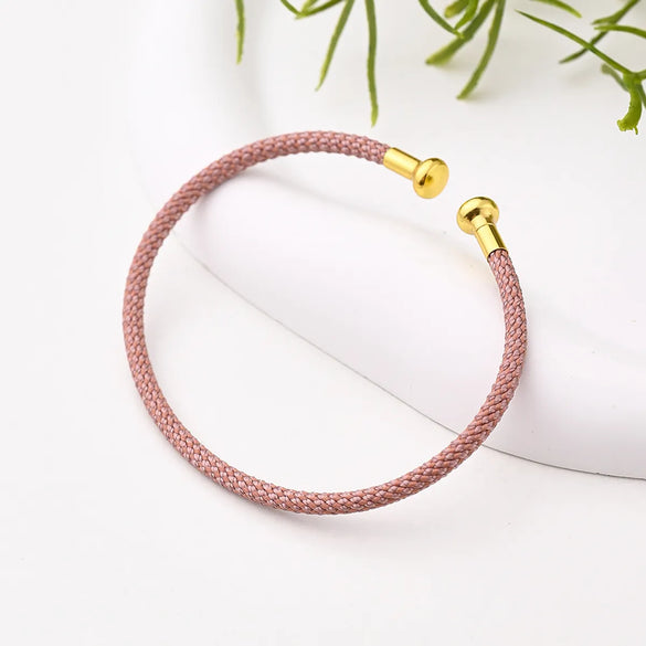 Nylon Copper 18K Gold Plated Handmade Plating Multicolor Simple Solid Color Adjustable Bracelet