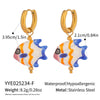 Ocean Colored Ceramic Small Fish Lucky Koi Earrings With Enamel Oil Painting And Electroplating Design
