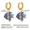 Ocean Colored Ceramic Small Fish Lucky Koi Earrings With Enamel Oil Painting And Electroplating Design