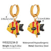 Ocean Colored Ceramic Small Fish Lucky Koi Earrings With Enamel Oil Painting And Electroplating Design